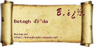 Betegh Éda névjegykártya